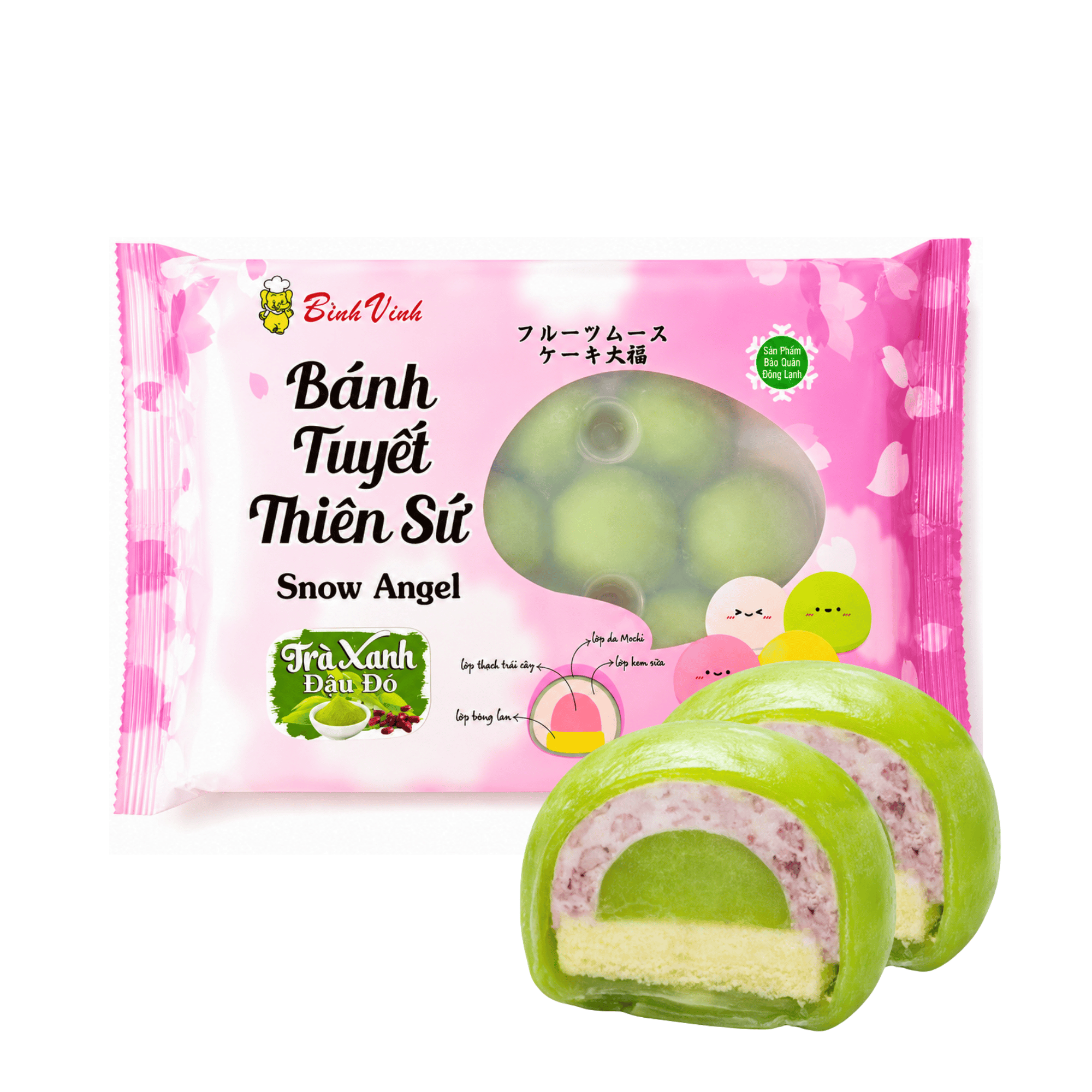 bánh mochi tuyết thiên sứ vị trà xanh Đậu Đỏ gói 300g (9 bánh) bánh mochi tuyết thiên sứ vị trà xanh Đậu Đỏ gói 300g (9 bánh)