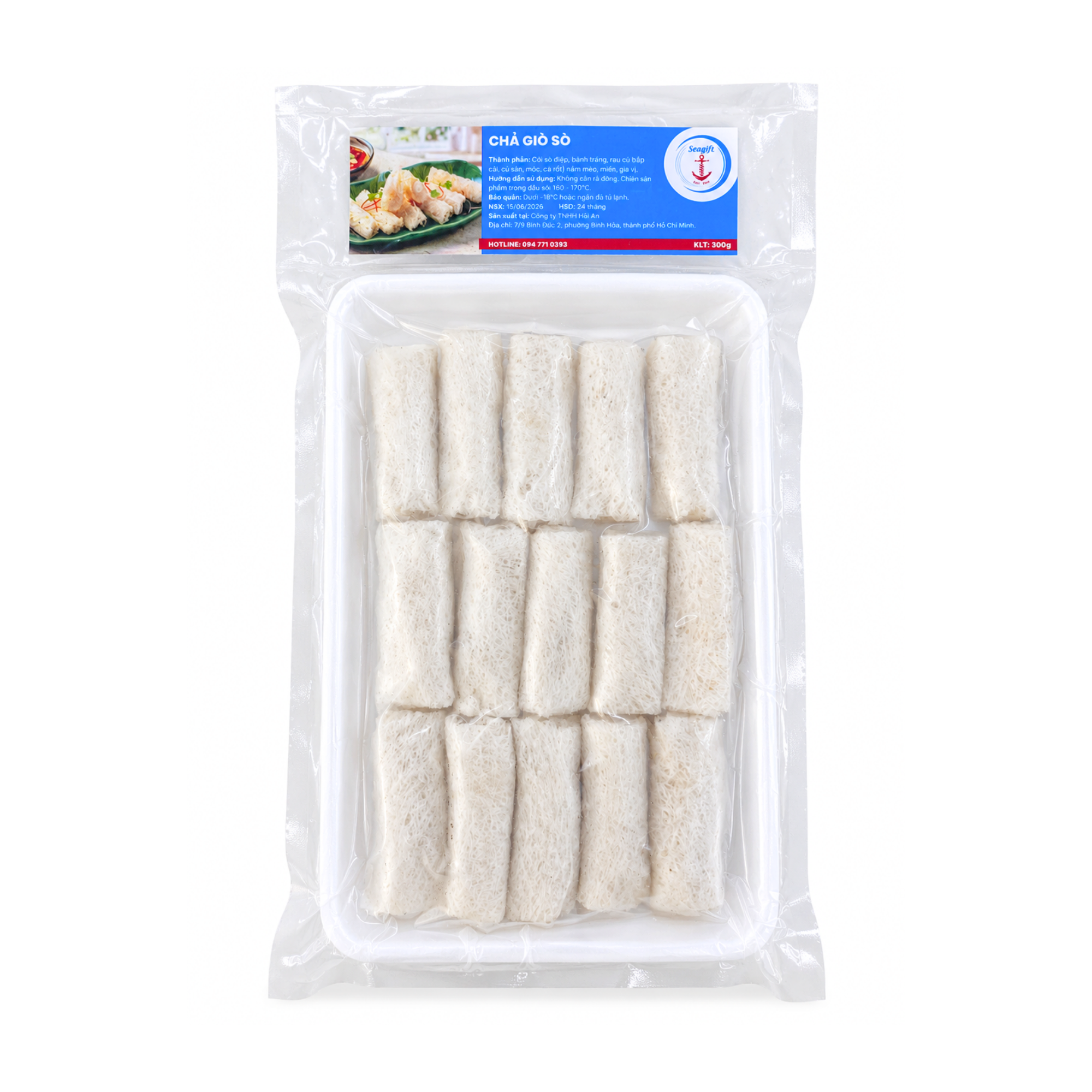chả giò rế nhân sò Điệp gói 300g (15 cuốn) (2) chả giò rế nhân sò Điệp gói 300g (15 cuốn) (2)