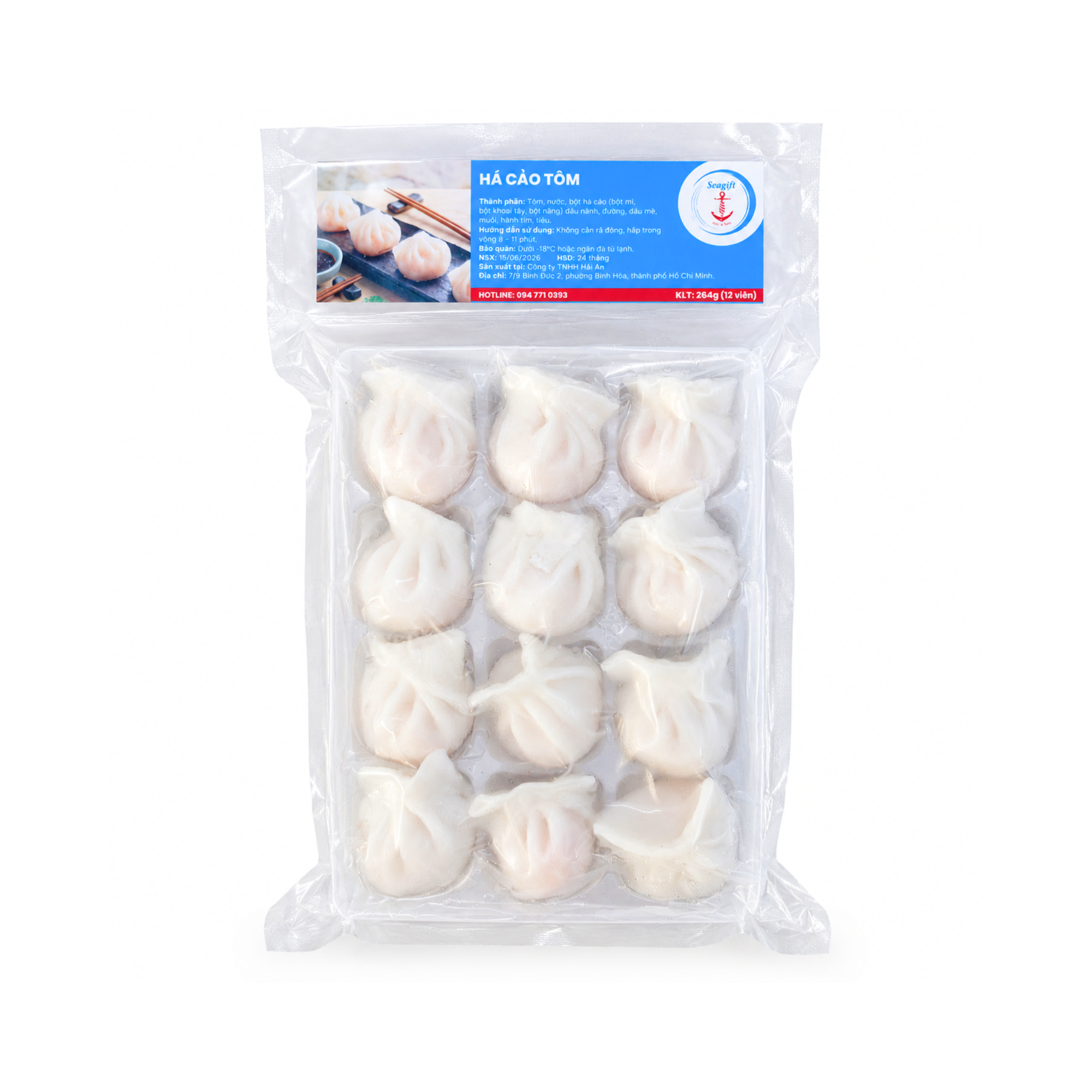 há cảo tôm gói 264g (12 viên) há cảo tôm gói 264g (12 viên)